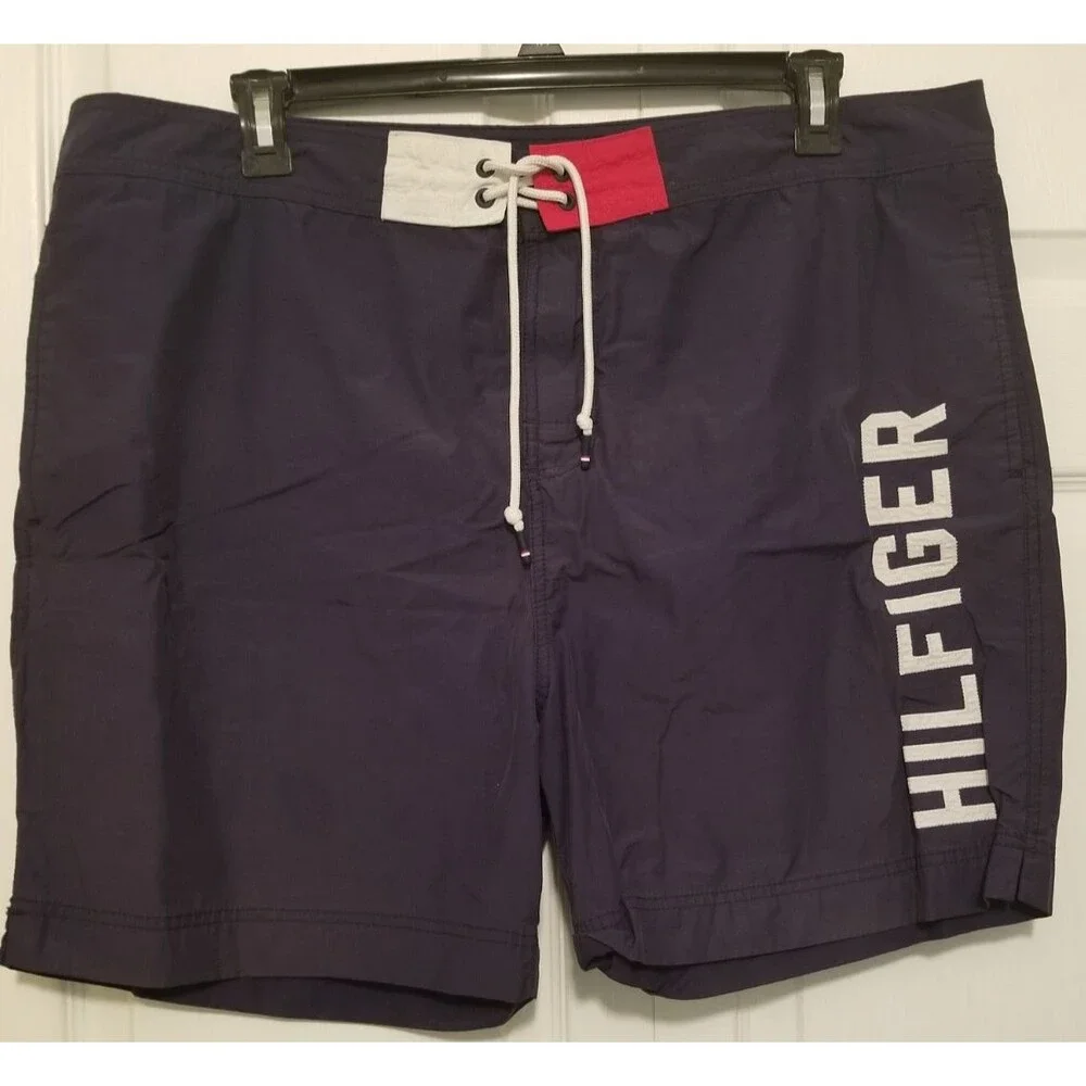Tommy Hilfiger Men's Shorts LOGO Spell-Out Swim Trunks Mesh Lining Size XXL